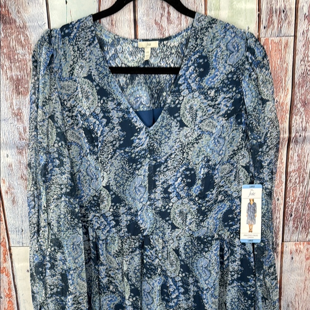 NWT Joie Blue Parisian Paisley Women's Dress Maxi Tiered‎ Length Large - Picture 5 of 11